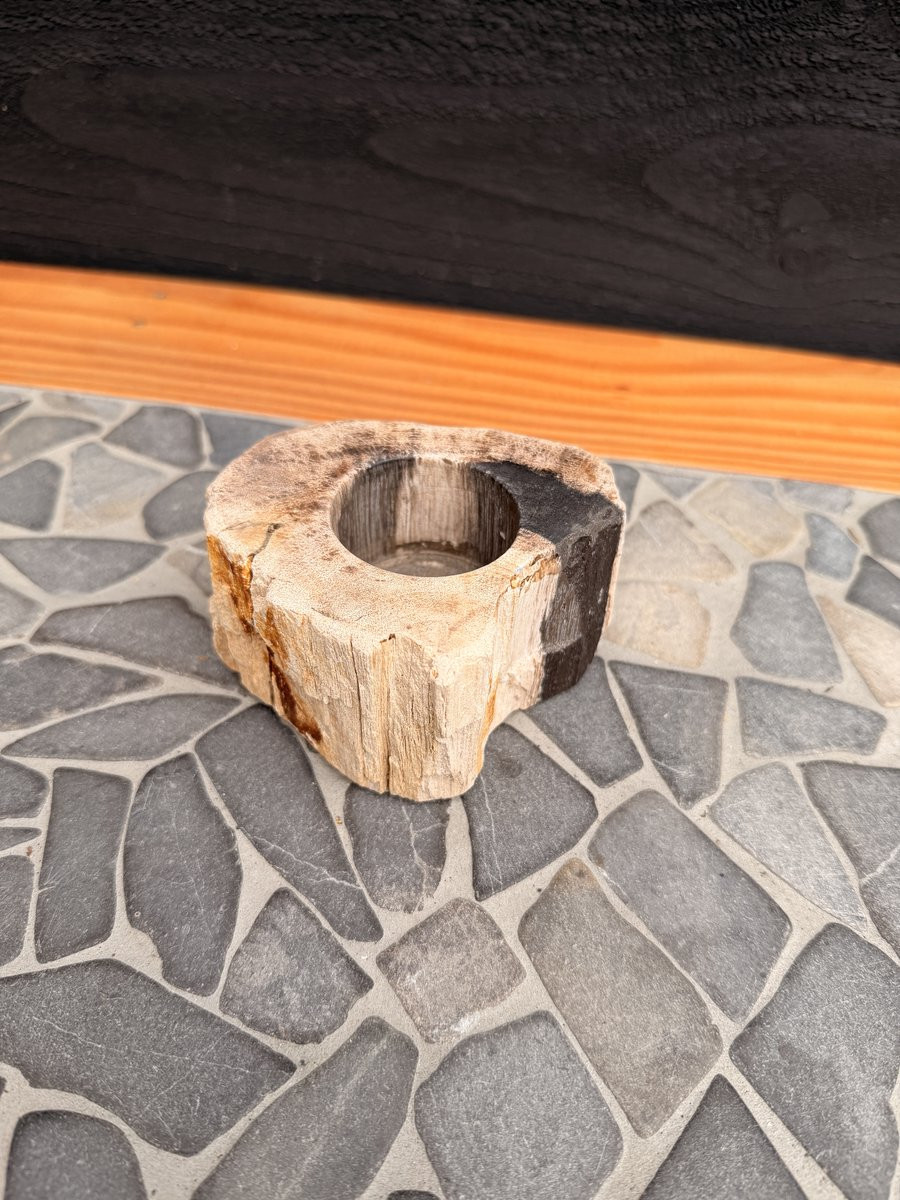 GemWood Waxinelichthouder van versteend hout