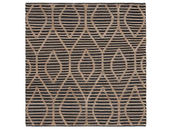 Tapis géométrique en jute noir/beige, 183 x 183 cm