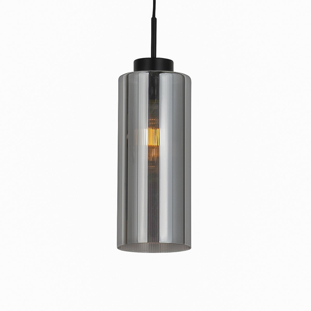 Qazqa Art Deco hanglamp zwart met transparant grijs glas