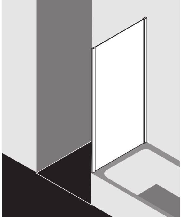 Kermi Liga Seitenwand verkürzt LITVD080161AK 80x160cm, silber mattglanz, ESG klar, auf Badewanne
