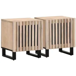 vidaXL Nachttische 2 Stk. 40x34x46 cm Gebleichtes Massivholz Mango