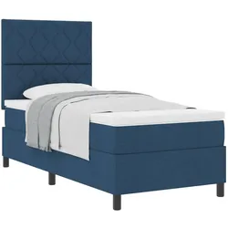 vidaXL, Boxspringbett, Boxspringbett mit Matratze Blau Einzelstoff (90 x 190 cm)