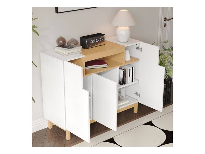 STILVORA Sideboard Aufbewahrungsschrank Buffetschrank für Wohn- und Esszimmer weiß