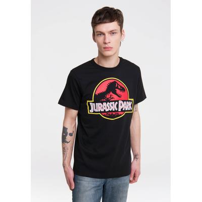 T-Shirt LOGOSHIRT "Jurassic Park Logo", Herren, Gr. XS, schwarz, 100% Baumwolle, unifarben, normal, Rundhals, Shirts T-Shirt, mit coolem Print