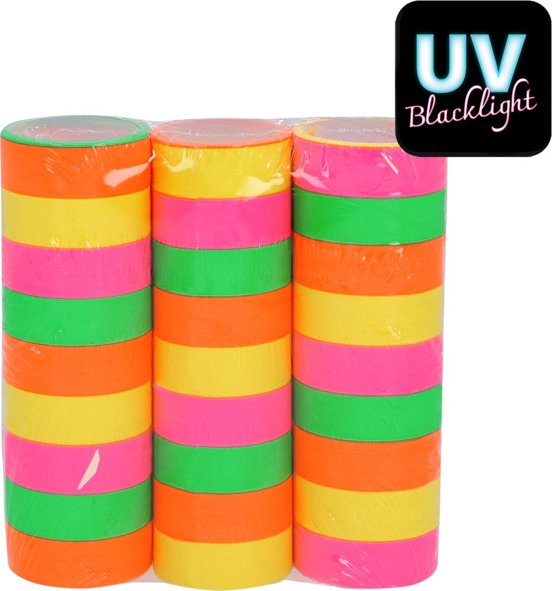 Boland Set van 3 Neon UV Papieren Serpentines voor Verjaardag, Kinderfeestje of Carnaval