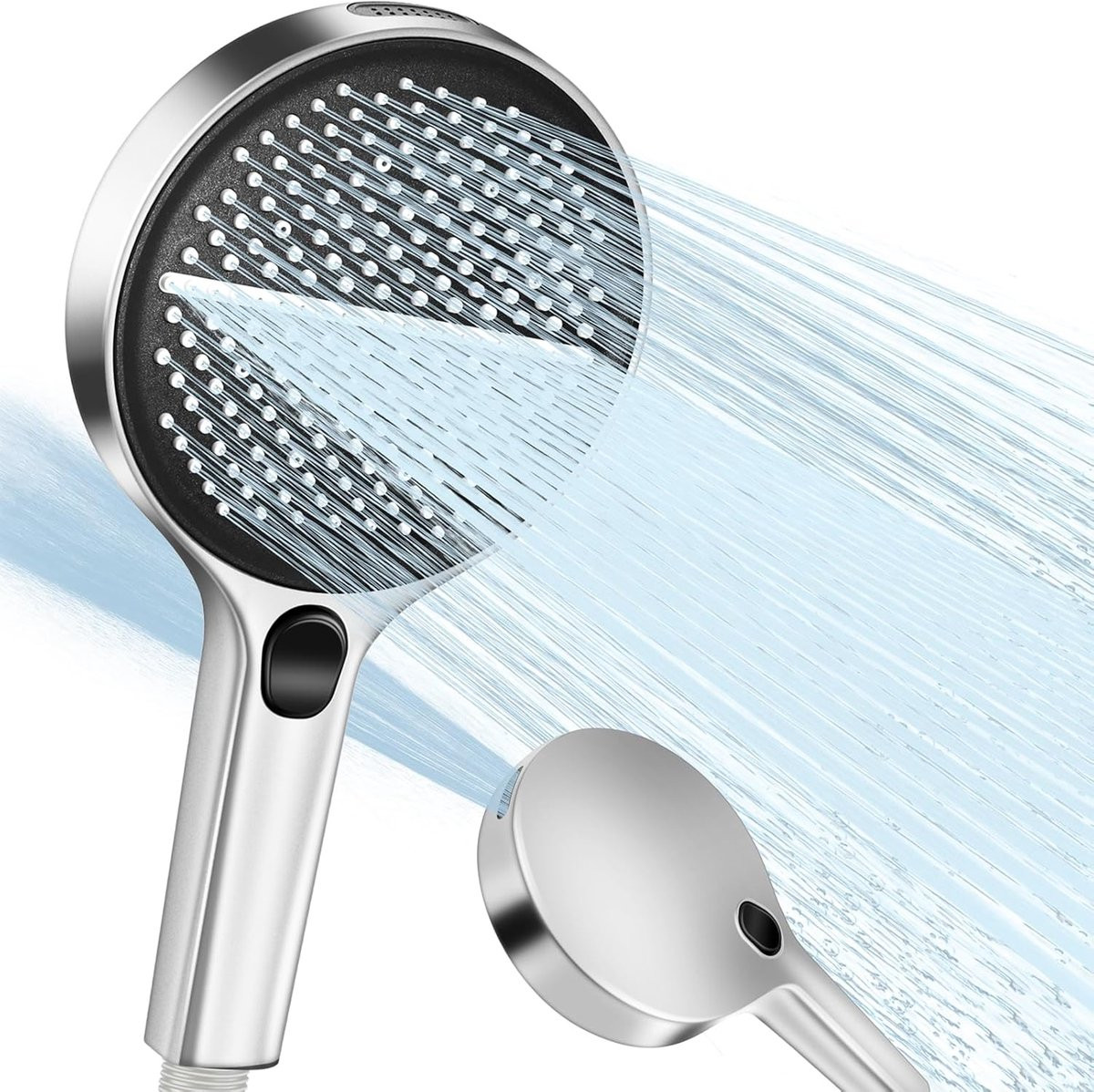 Merkloze waterbesparende XXL regendouchekop met 4 straalsoorten en drukverhogende functie, 150 mm, zilver