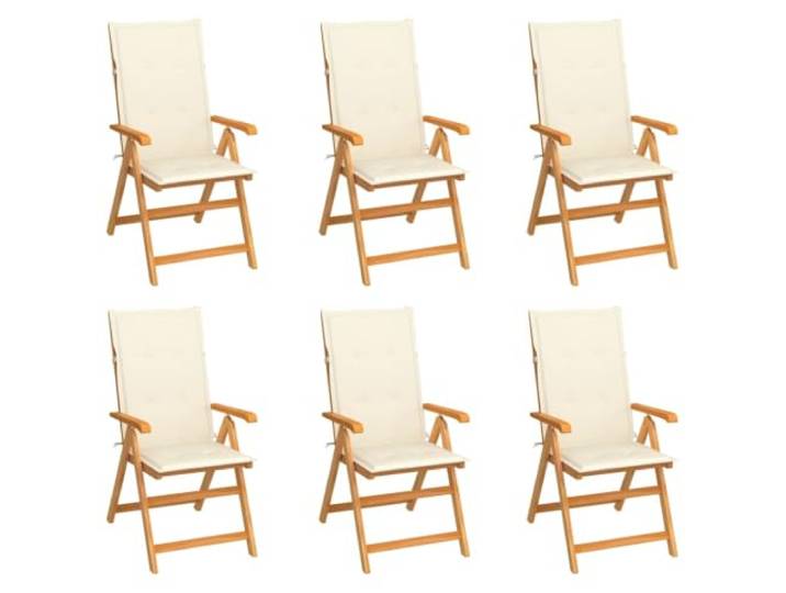 ZQQLVOO Klappstühle 6er-Set mit Cremefarbenen Kissen aus Massivem Teakholz 7-fach verstellbare Rückenlehne, klappbar, witterungsbeständig, 110 kg Belastbarkeit, geringes Eigengewicht