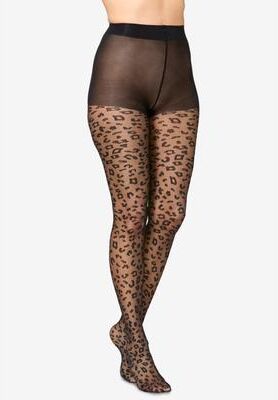 Plus Size Women's Pattern Tights by MeMoi in Leopard (Size 7X)
