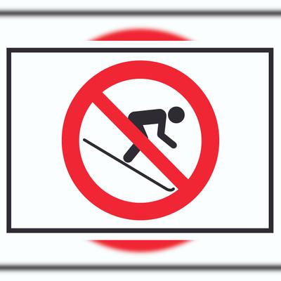 HB-Druck Ski fahren verboten! Symbol Schild A1 Rückseite selbstklebend