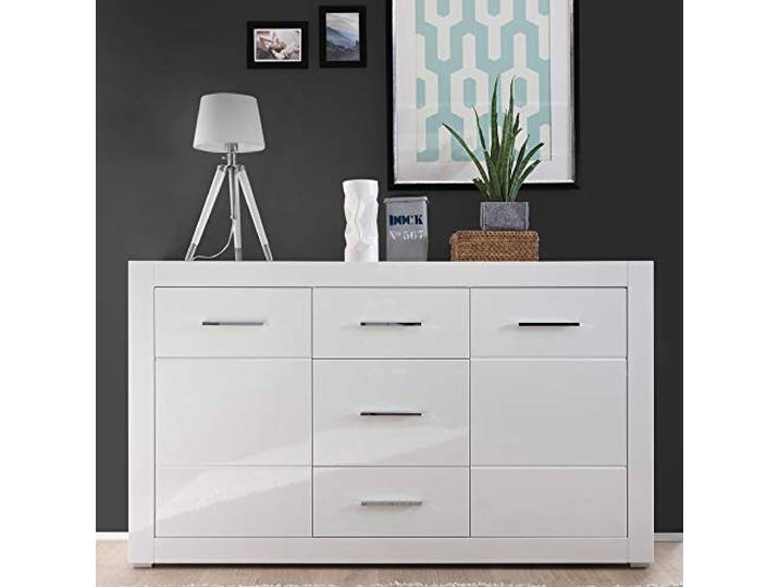 Wohnzimmer-Sideboard im modernen Design in weiß Hochglanz B/H/T:164/97/42cm