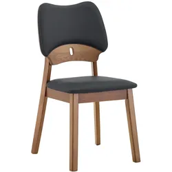 STILVORA Gepolsterter Esszimmerstuhl Gummibaumholz Schwarz, 43x42x46 cm, 2er-Set