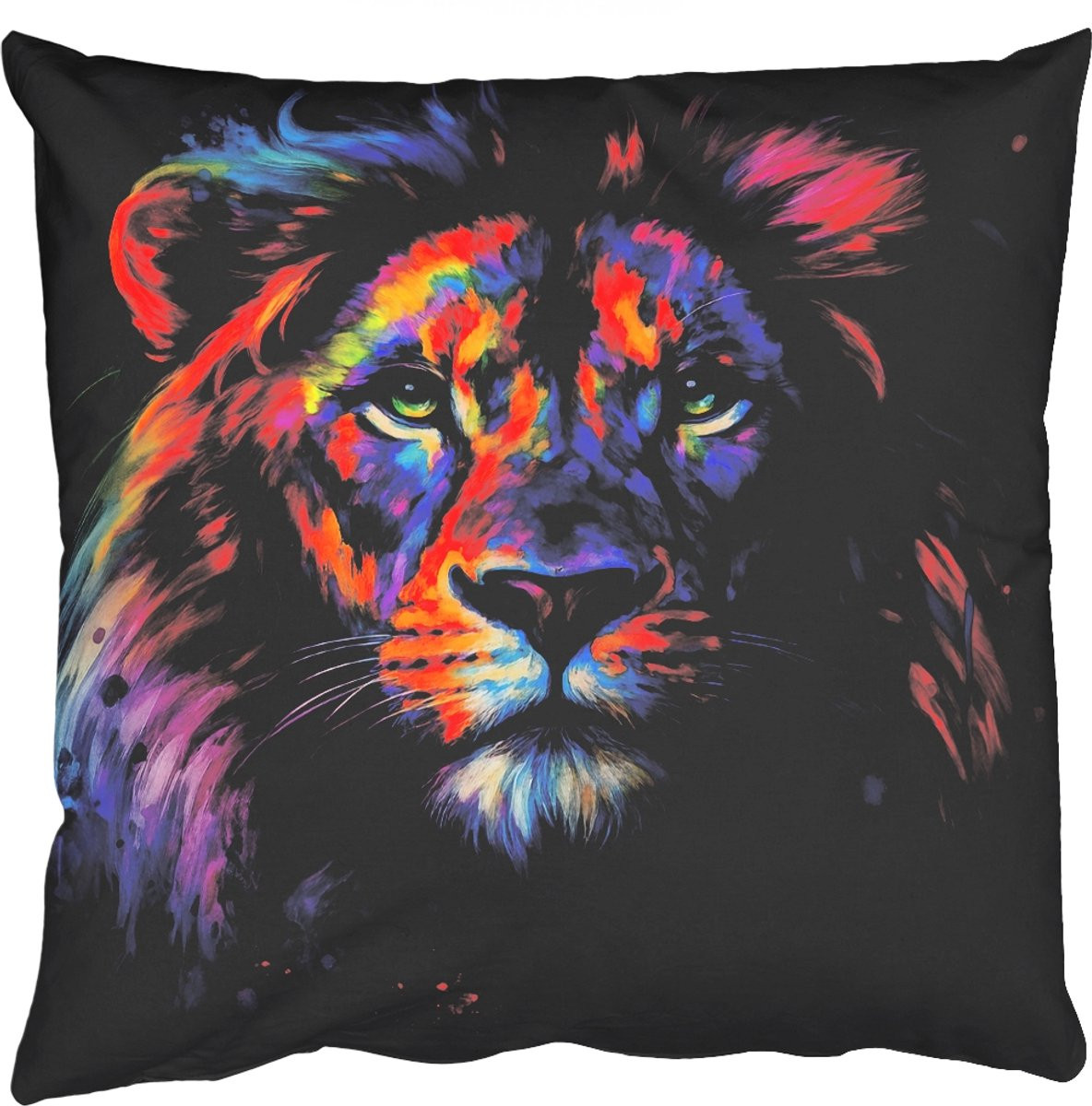PillowMonkey Sierenkussen Leeuwenkop Abstract Felgekleurd 60x60 cm