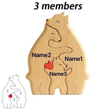 Uplift Picks Personalized Wooden Bear Family Puzzle For Heartwarming Custom Home Decor Gifts 3 Members customized