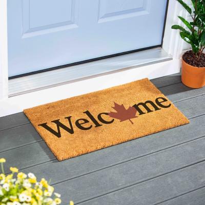 Evergreen "Maple Leaf Welcome Coir Door Mat, 28"" x 16"" - 28"" x 16"""