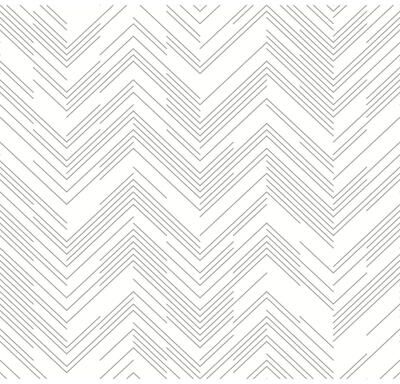 Antonina Vella Polished Chevron White & Silver Wallpaper