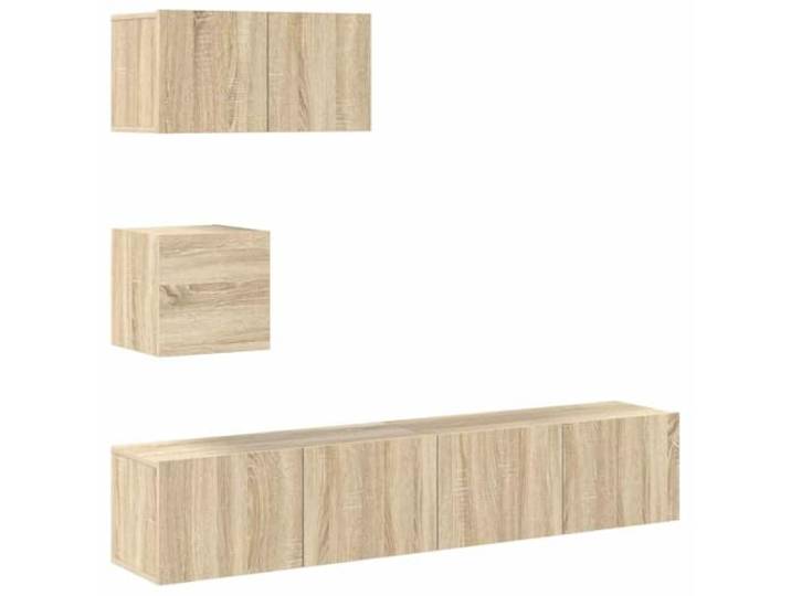 GKHPYURE TV-Möbel-Set, 4 Stück, Sonoma-Eiche, Holz, mehrschichtig Wanddesign, großer Stauraum, modulares Möbelstück, einfache Montage