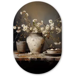 WANDBILD Stilleben - Blumen - Blumenstrauß - Vase - Wein Deko Groß 80x120 cm