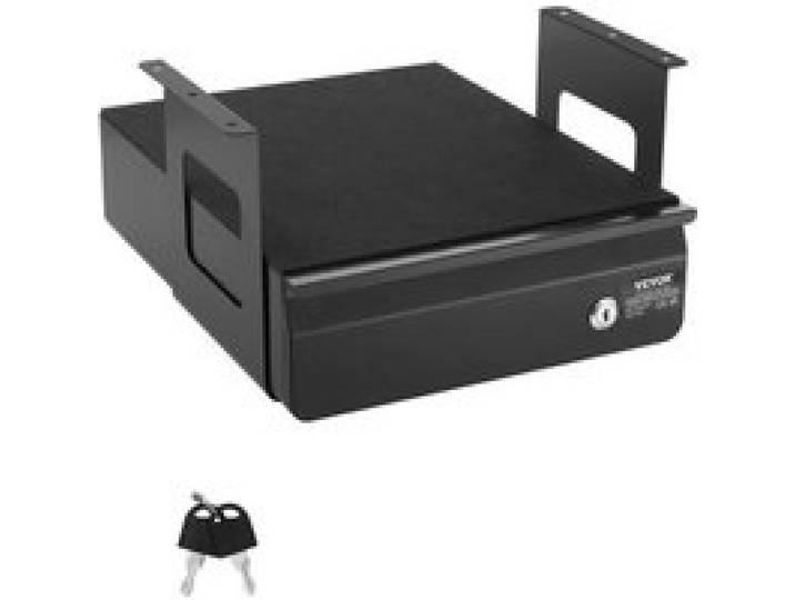 VEVOR Untertisch Schublade 365x335x185 mm, Unterbau Schreibtisch, versteckter Schreibtisch-Aufbewahrungs-Organizer, abschließbare Bleistiftschublade unter dem Tisch für Sitz-Steh-Arbeitsplätze