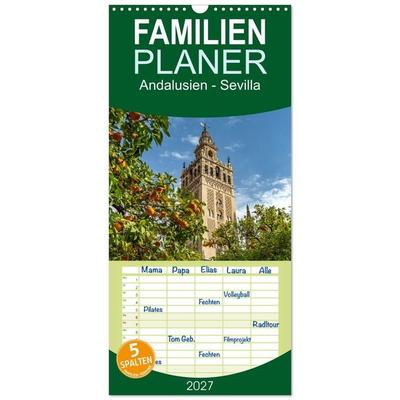 Familienplaner 2027 - Andalusien - Sevilla mit 5 Spalten (Wandkalender, 21 x 45 cm) CALVENDO
