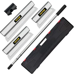 VEVOR Dekorspachtel Set 25 cm / 40 cm/ 60 cm Breitspachtel, 0,89 - 2 m Klingenlänge Trockenbau Flächenspachtel, 0,5 mm Klingenstärke Fassadenspachtel aus Edelstahl, ergonomischer Griff Gipserspachtel
