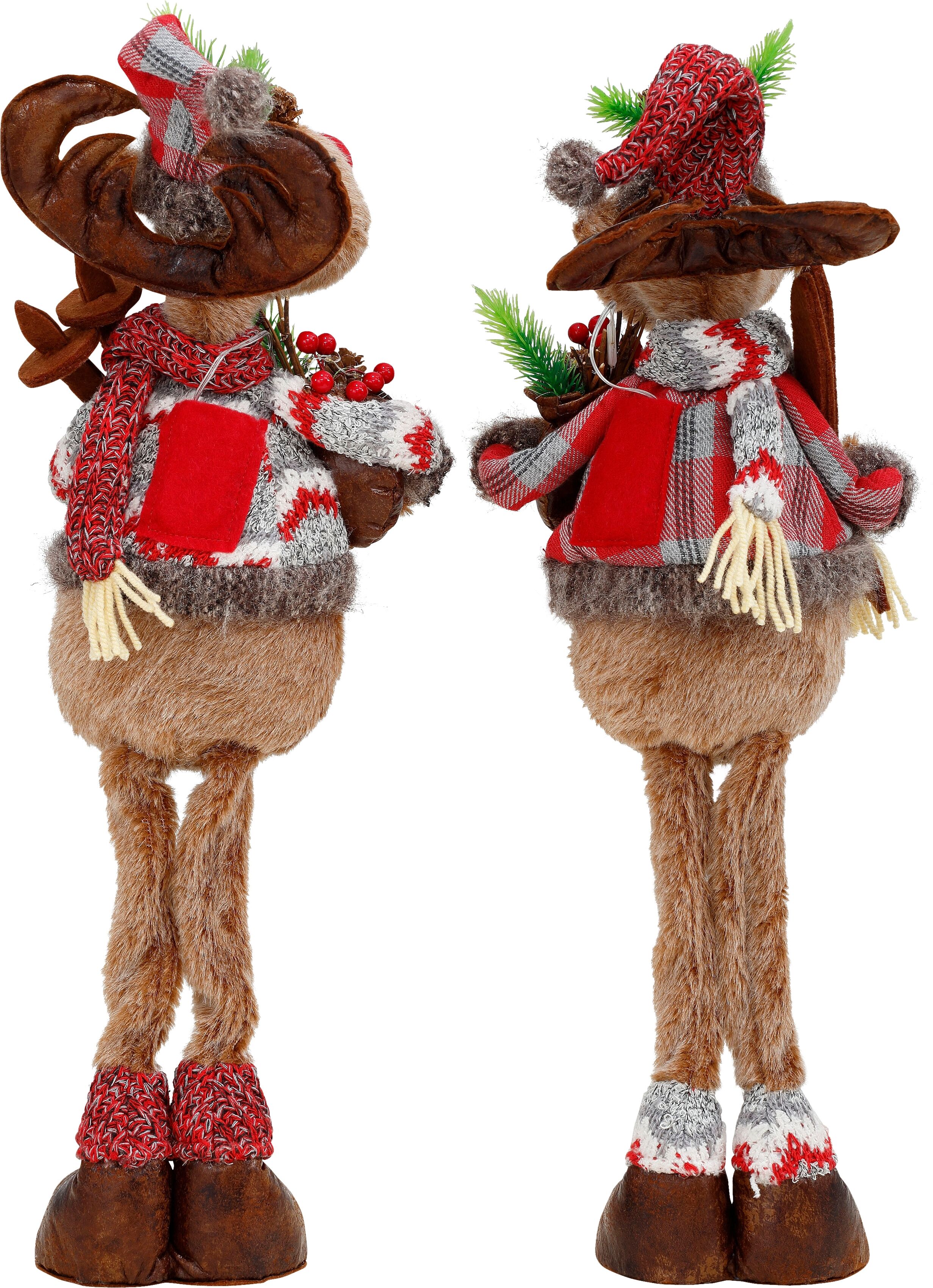 BONETTI LED Dekofigur "Weihnachtsdeko", bunt, H: 50cm, 2 Stk., Leuchten, Rentiere mit Skiern in der Hand, 2er Set, LED Dekofigur