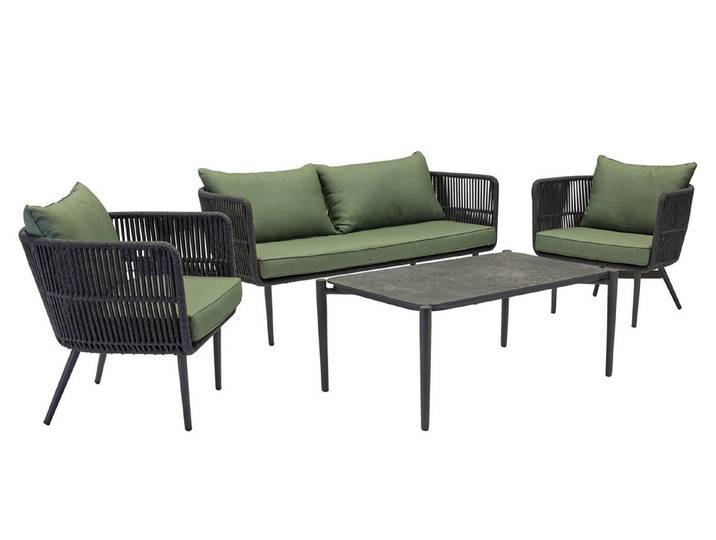 dasmöbelwerk Gartenlounge-Set Lounge Set 4tlg. Luna Loungemöbel Sitzgruppe mit Tisch und Sessel Rope