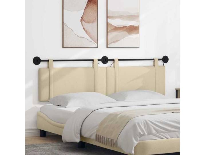 Tête de lit suspendue Crème Tissu 3423974