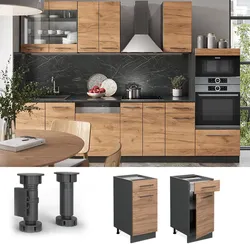 Vicco Schubunterschrank Küchenschrank Küchenmöbel Fame-Line Anthrazit Eiche modern 40 cm Küche Einbauküche Drehtür Schublade Einlegeboden Blende Küchenzeile