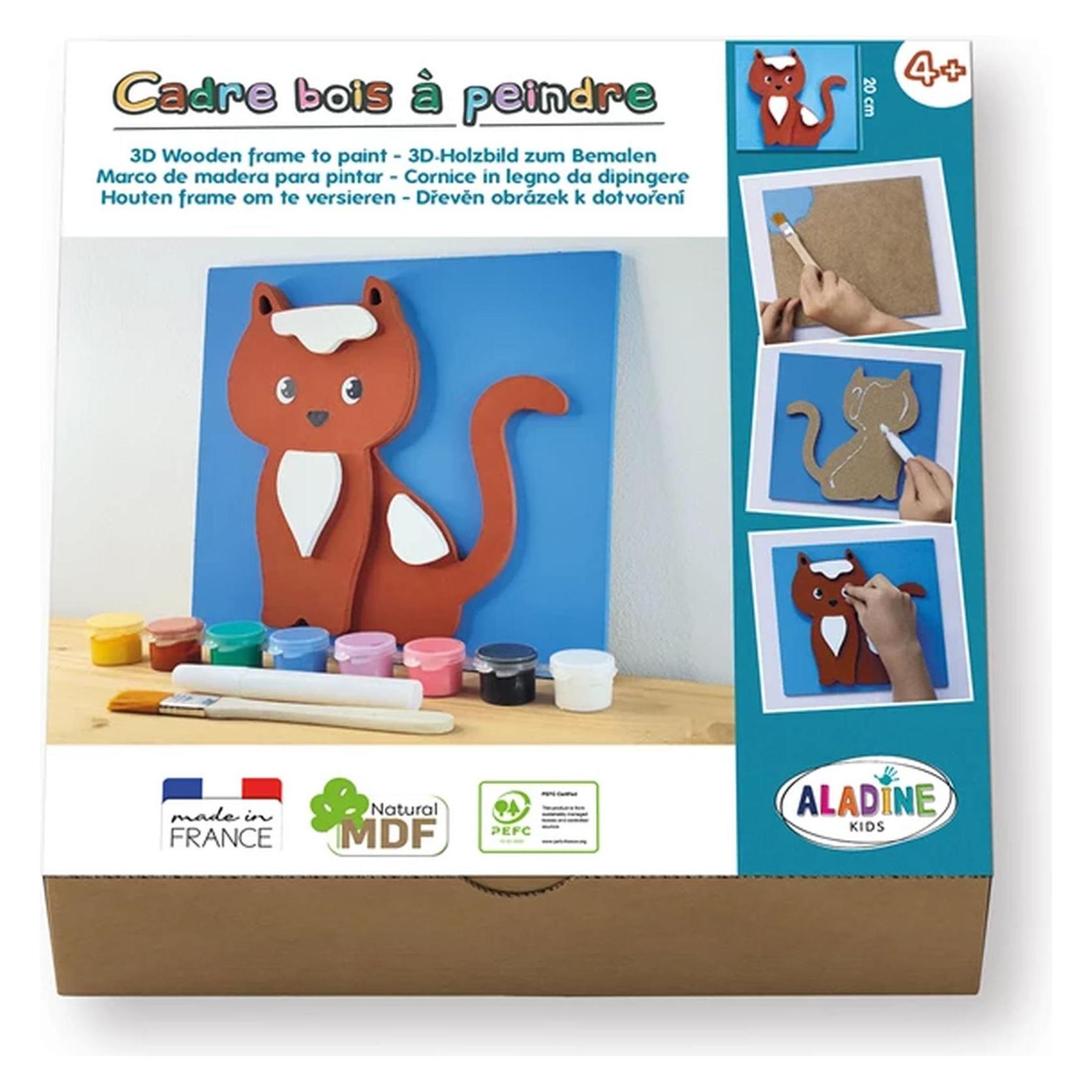Aladine 3D-Holzbild zum Bemalen Katze (85489)