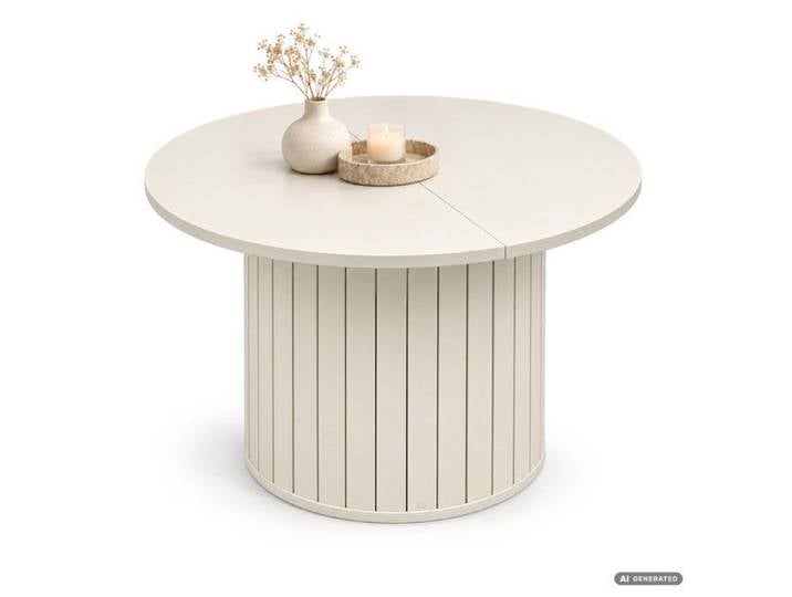 Table basse NUBO cachemire 60 cm ronde cannelée 60x60x45 cm