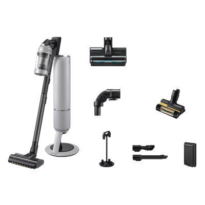 SAMSUNG Akku-Handstaubsauger "BESPOKE AI Jet CompleteClean, VS80F28EFP/WD", grau (pebble gray), B:25cm H:93cm T:20,2cm, Akkusauger, Topseller