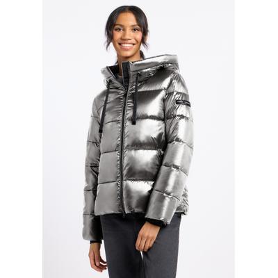 Winterjacke FRIEDA & FREDDIES "Frieda & Freddies Steppjacke mit Kapuze", Damen, Gr. 40, silber (iron), 100% Polyamid, Jacken Winterjacke