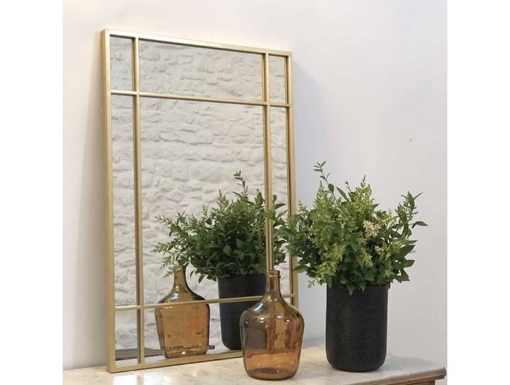 Miroir Art Déco en métal doré 97 x 67 cm Wallis