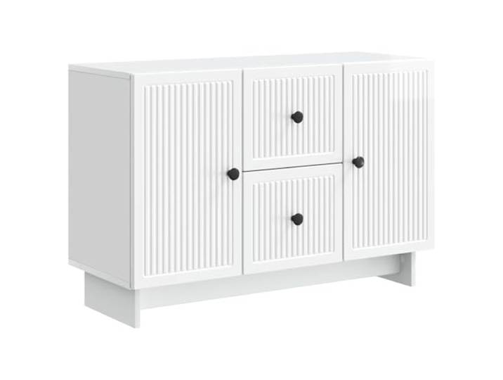 TEKGHUT Sideboard Hochglanz Weiß 89 x 34,5 x 60 cm Holzwerkstoff Ausziehschubladen, Regale, 90°-Pendeltüren, Knopfgriffe, Wohnzimmer, Esszimmer, Alltagsgegenstände
