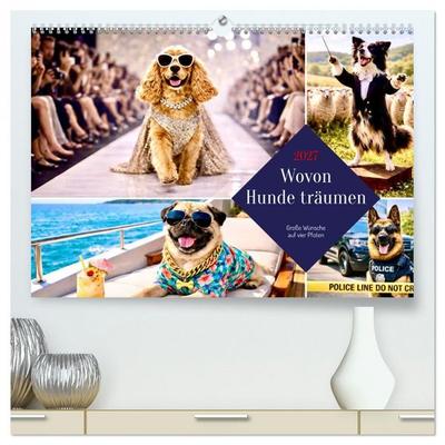 Wovon Hunde träumen (hochwertiger Premium Wandkalender 2027 DIN A2 quer), Kunstdruck in Hochglanz