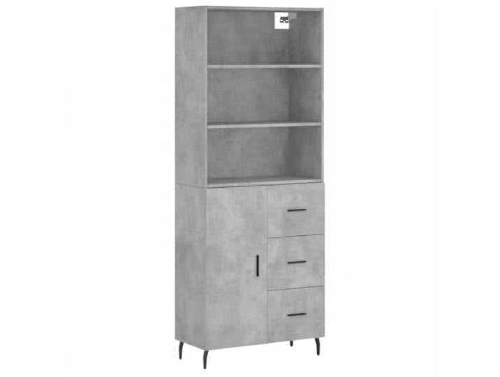 Kaorsrow Highboard Betongrau 69,5x34x180 cm Holzwerkstoff Schrank Eleganter Standregalschrank mit Tueren und stabiler Eisenkonstruktion fuer Wohnzimmer, Esszimmer und Flur