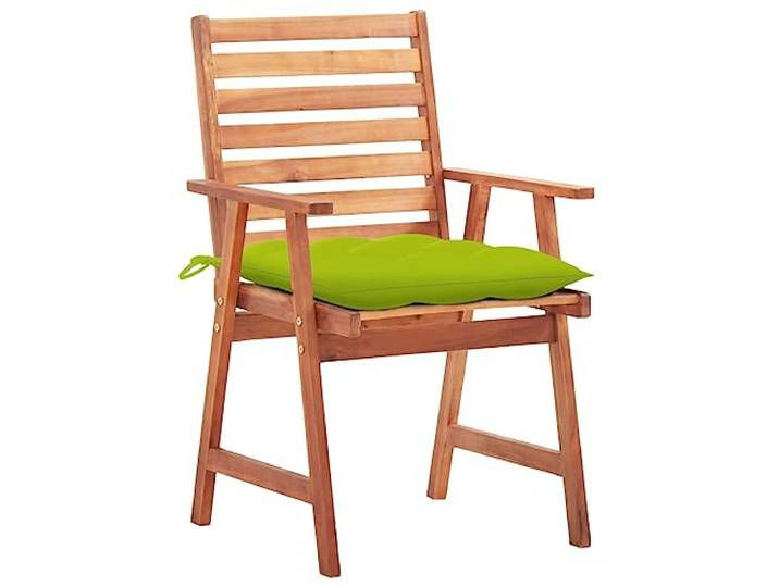 GFEROMRF Akazienholz Essstühle 3er Set mit Kissen für Terrasse Wetterbeständig, ölbehandelte Oberfläche, wasserdichte Polyesterkissen, 110 kg Belastbarkeit