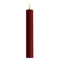 Deluxe Homeart LED 2er Set Stabkerze Real Flame, 15 cm, Ø 2,2 cm, 2er Set, bordeaux