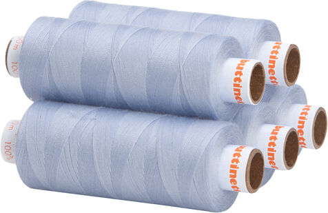 buttinette Universal-Nähgarn, Stärke: 100, 5er-Pack, hellblau