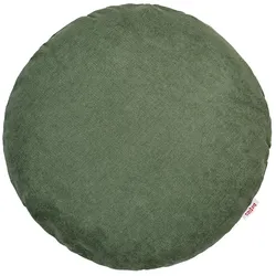 KISSENHÜLLE Rund FarbTon Chenille-Haptik oliven-grün 40 cm Ø