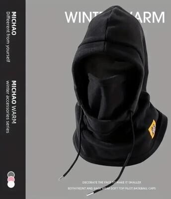 Uplift Picks Unisex Winter Balaclava Knit Hood Windproof Face Mask For Cold Weather Riding black