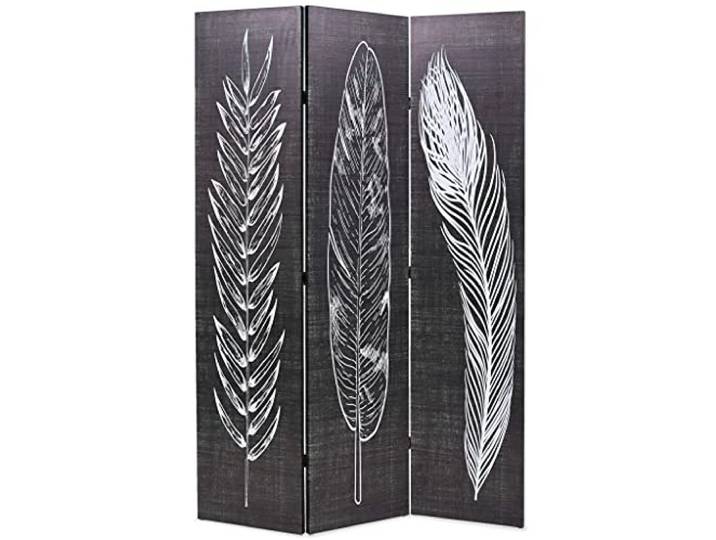 Paravent Outdoor Wetterfest Blackout Curtain Raumteiler klappbar 120 x 170 cm Federn Schwarz-Weiß