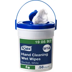 Tork Feuchte Handreinigungstücher im Spendereimer Weiß W14, Ohne Duftstoffe, 4 ×...