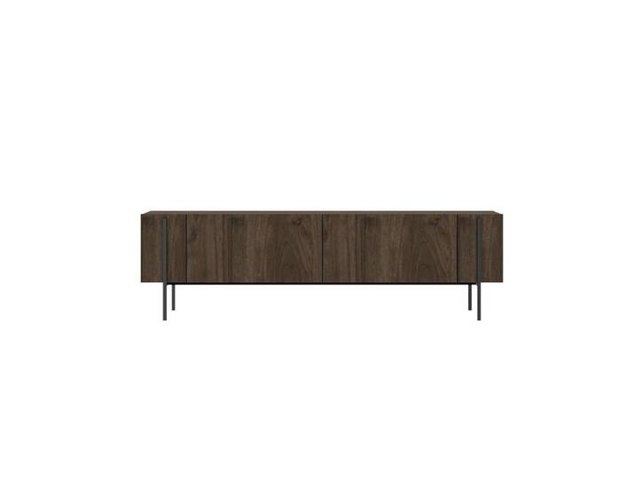 CALICOSY - Meuble TV 2 portes avec pieds métal L160 cm HERMIONE - Noyer