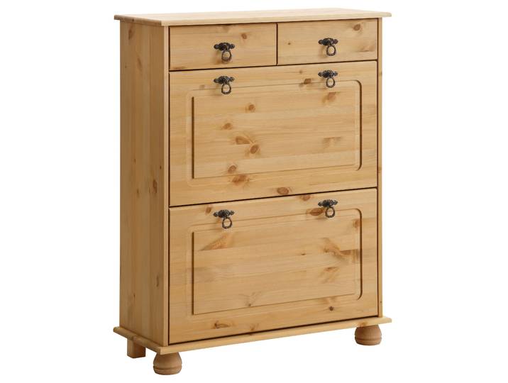 Schuhkommode GOODPRODUCT Finca , beige (natur gebeizt, gewachst), B:75cm H:100cm T:30cm, Massivholz, Sideboards, Schuhkommode, aus massivem Kiefernholz, Höhe 100 cm