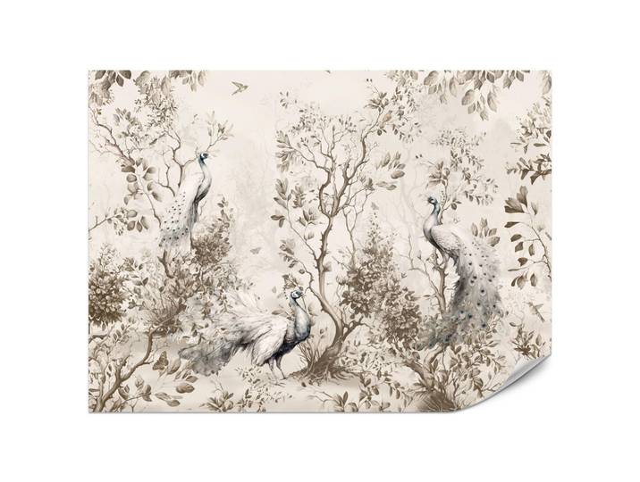 Muralo Fototapete für Wohnzimmer Pfauen Zwischen Bäumen Büsche Blätter 400x280, Beige, Papier, Tiere, Rechteckig, 400x280 cm, Tapeten & Wandverkleidungen, Fototapeten