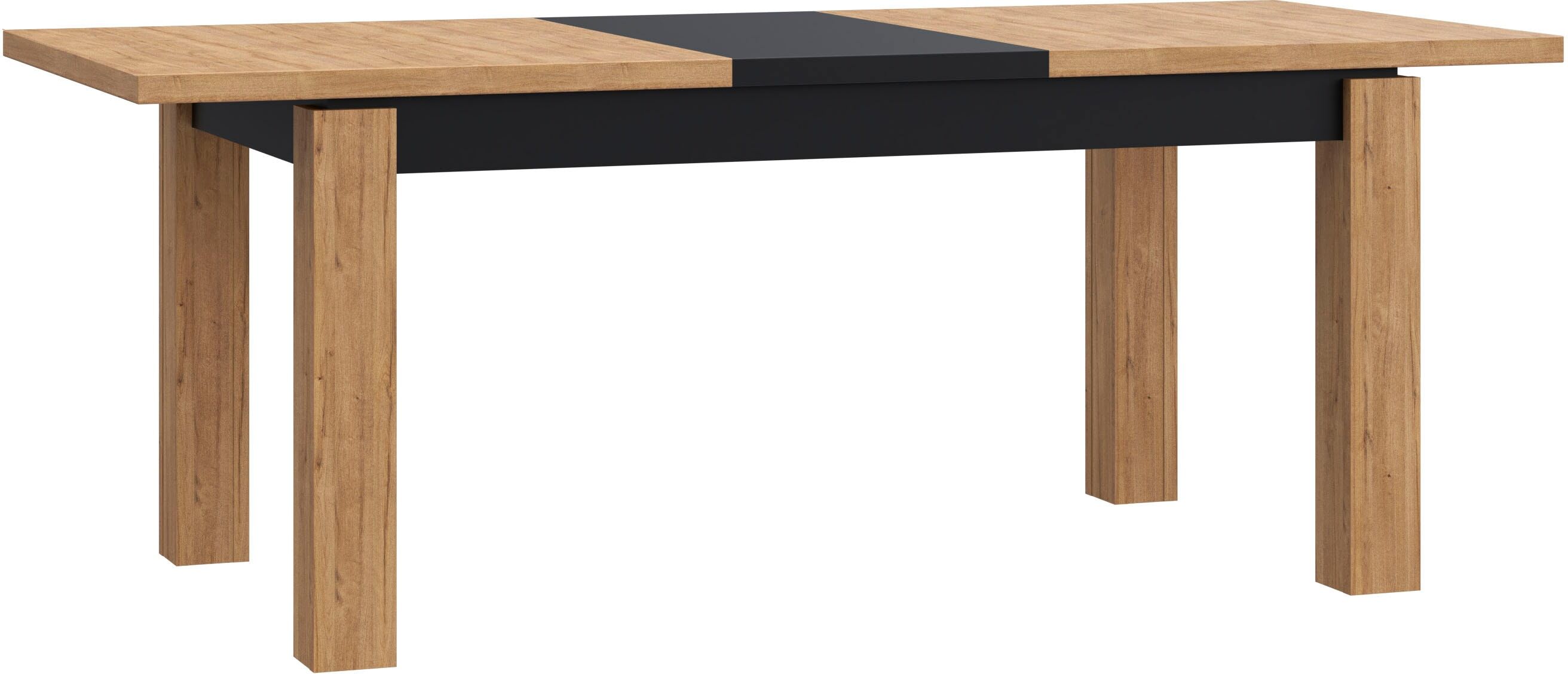Esstisch FORTE "Kaszimiro", braun (waterford eiche, schwarz, waterford eiche), B:160,4cm H:78,2cm T:90,4cm, Tische, Esstisch waterford eiche, schwarz, waterford eiche B/H/T: 160,4cm x 78,2cm x 90,4cm