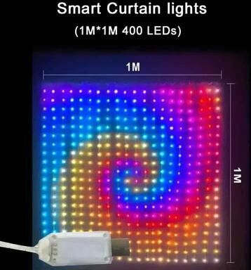 Uplift Picks USB Smart RGB Curtain Lights With DIY Picture App Control 1x1m