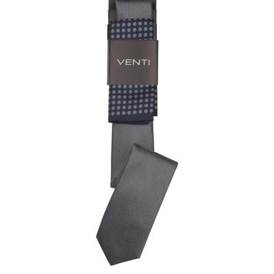 Krawatte VENTI "VENTI Set aus Krawatte und Einstecktuch gemustert", Herren, grau (dunkelgrau), 100% Seide, Krawatten