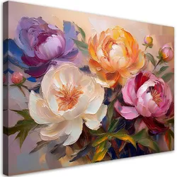 WANDBILD farbiger strauß pfingstrosenblumen